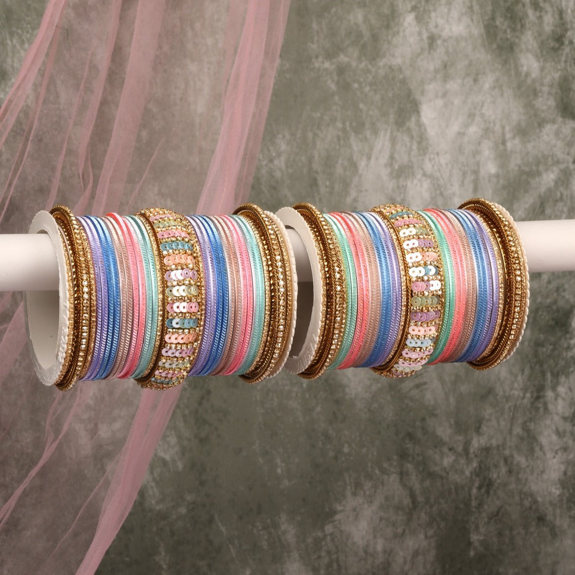 Beautiful Partywear Bangle set with Sequence Work