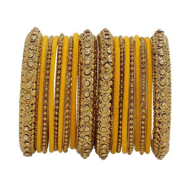 T4 Jewels Golden Color Bangles With Velvet Bangles - 2NO. All Bangle Sets T4 Jewels