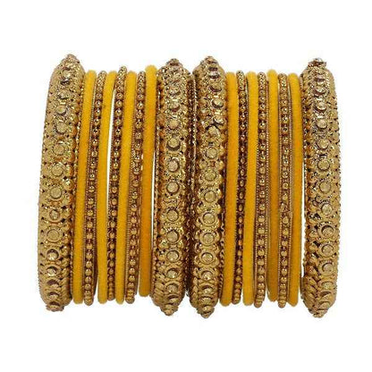 T4 Jewels Golden Color Bangles With Velvet Bangles - 2NO. All Bangle Sets T4 Jewels
