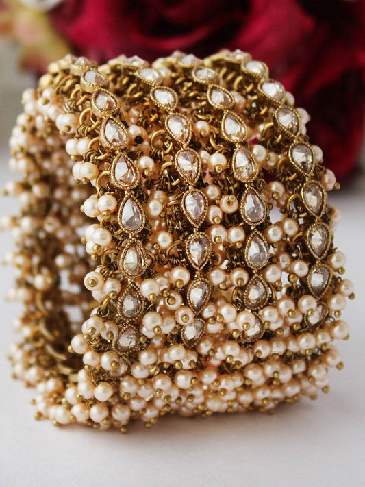 Kayra Bangle Set Golden Pearl Bangles T4 Jewels