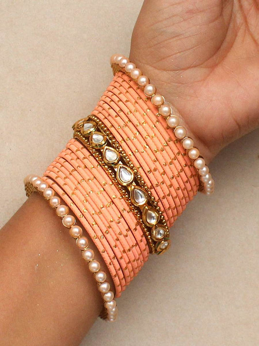 Nidhi Bangle Set 2.4 Peach Bangles T4 Jewels