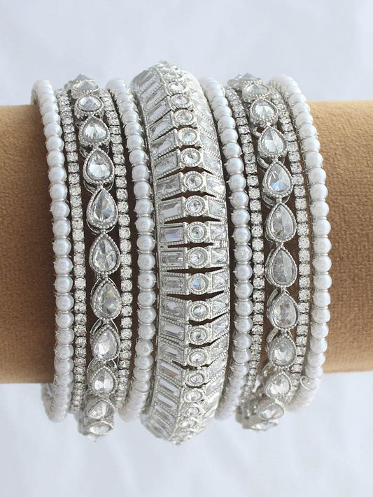 Sameera Bangle Set Silver Bangles T4 Jewels