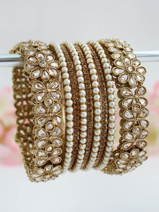Gunjan Bangle Set Golden 2.4 Bangles T4 Jewels