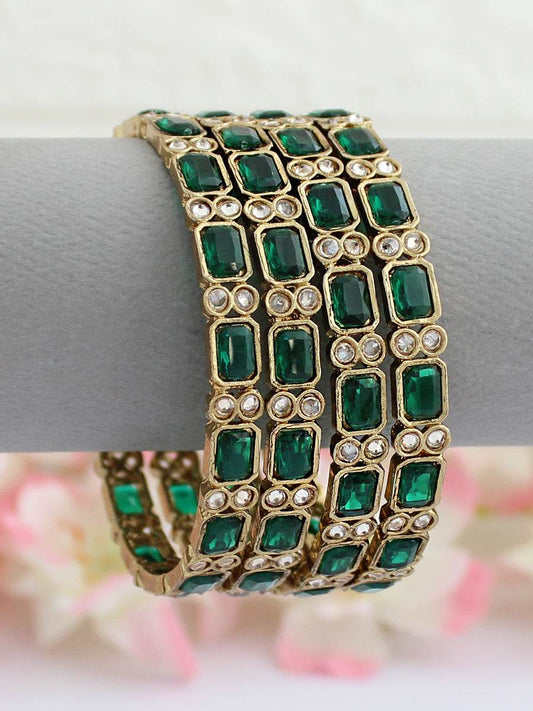 Ruhina Bangle Set Green 2.8 Bangles T4 Jewels