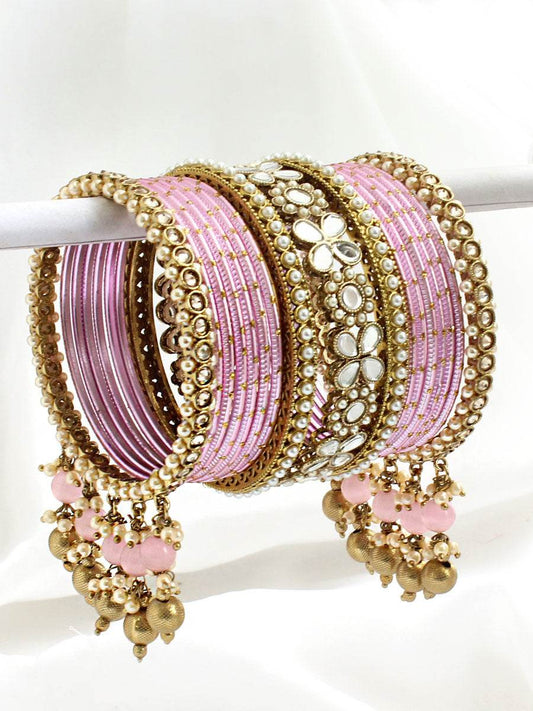 Divya Bangle Set Pink Bangles T4 Jewels