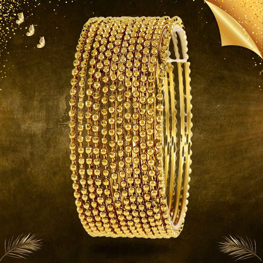 T4 Jewels Golden Color Bangles Set (Pack Of 12).