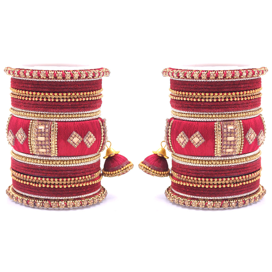 Bridal Set of 2 Silk Thread Bangle Set With Jhumki