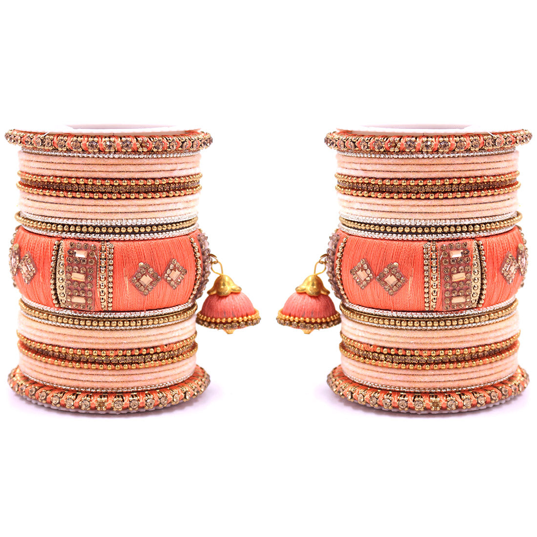 Bridal Set of 2 Silk Thread Bangle Set With Jhumki