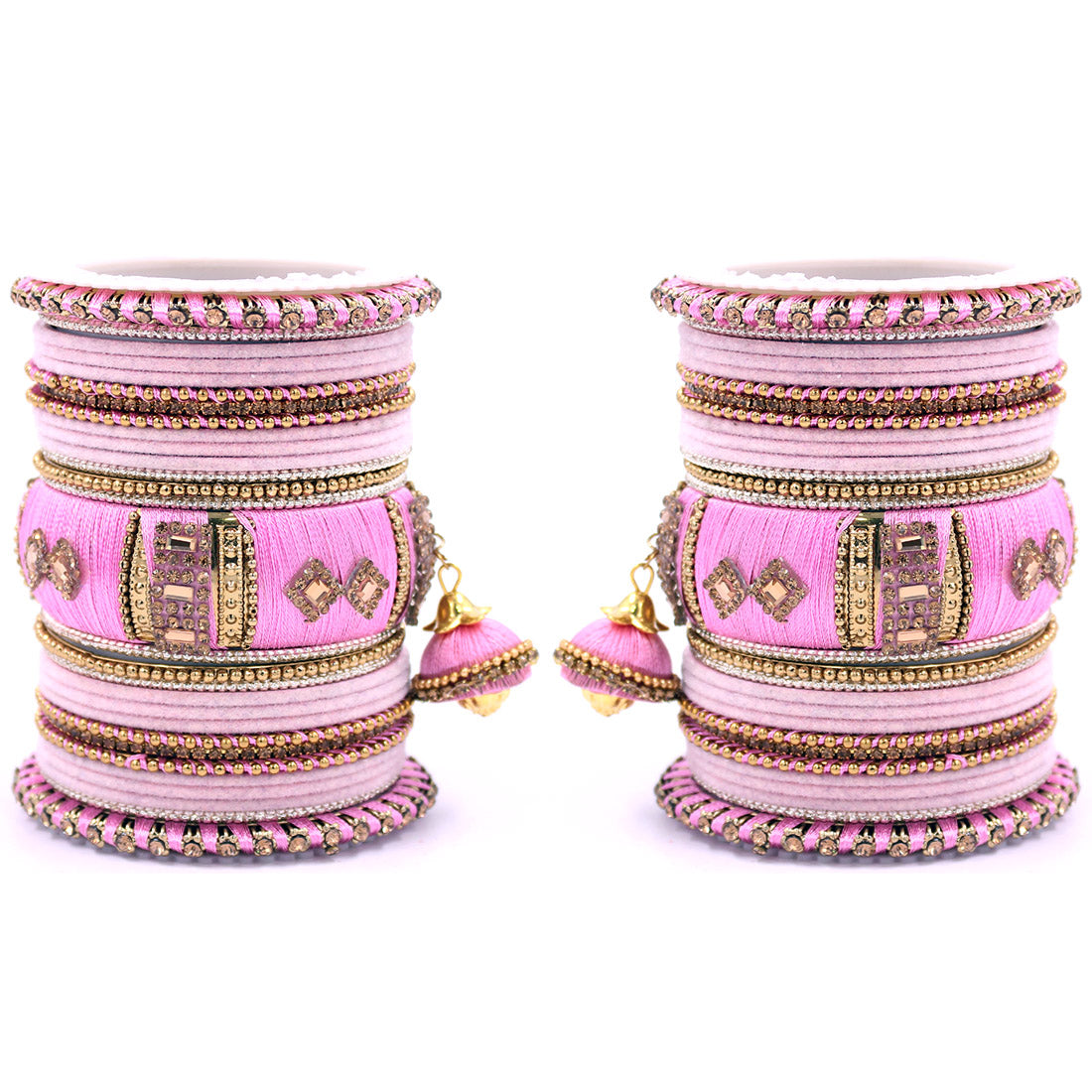 Bridal Set of 2 Silk Thread Bangle Set With Jhumki