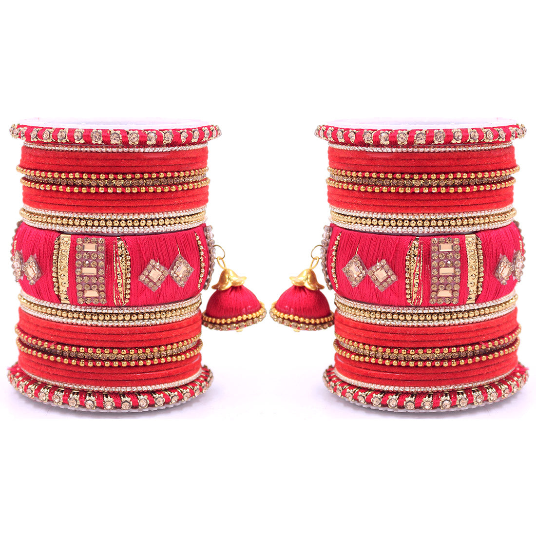 Bridal Set of 2 Silk Thread Bangle Set With Jhumki