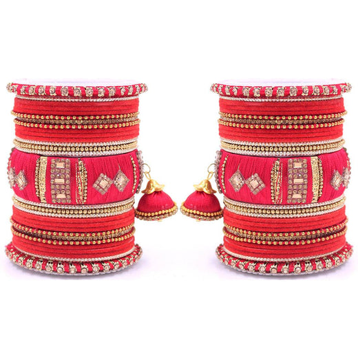 Bridal Set of 2 Silk Thread Bangle Set With Jhumki